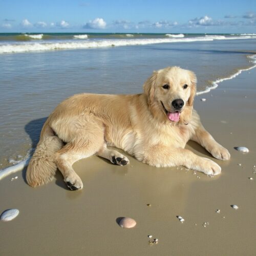 Champ at the Beach - white